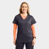 Women's Mock Wrap Knit Side Top | 2803 2 Edge by IRG 2803 WomensMockWrapKnitSideTop Pewter PEW 01 IRG Scrubs - IRG Scrubs