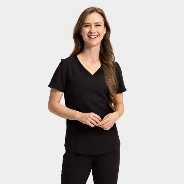 Women's V-Neck Scrub Top | 3803 - Black, 2XL